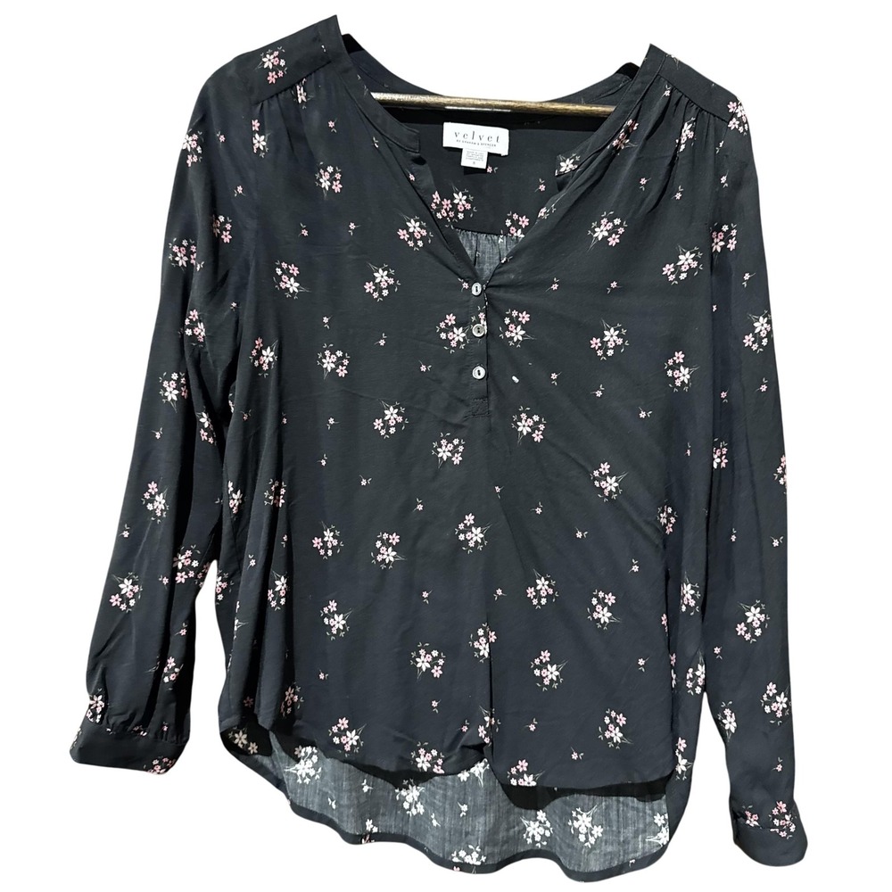 Velvet by Graham & Spencer Shirt Womens Small Floral Button Long Sleeve USA